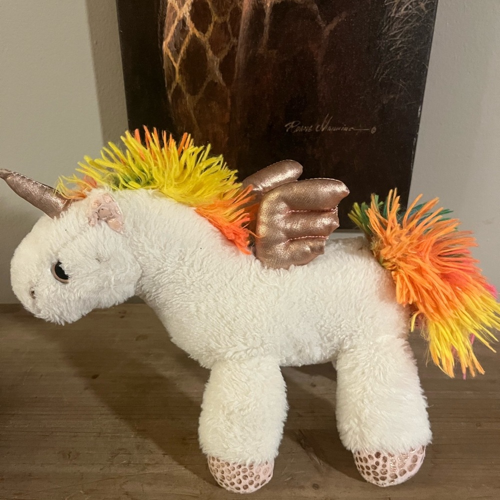 Kellytoy Plush Unicorn with Orange and White‎ Fur